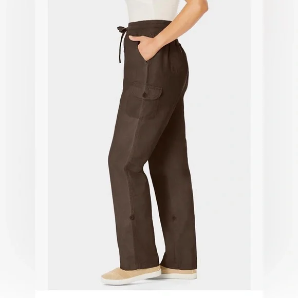 NWT 22 Woman Within brown cargo pants convertible length 100% cotton - Picture 5 of 6